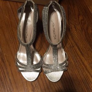 Silver w/ rhinestone Caparros heels